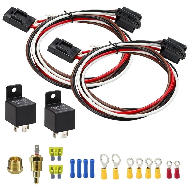 175-185 Degree Car Cooling Fan Thermostat Switch Sensor Relays Wire Harness 12V