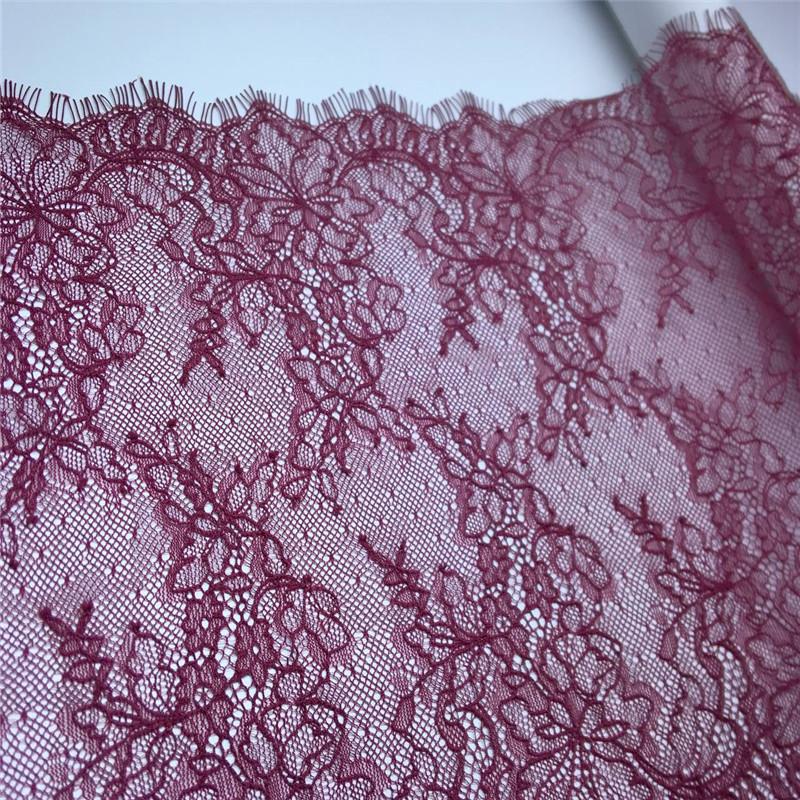 (6 Colors) 3 Meters French Chantilly Fabric Lace, Non-stretch Eyelash Lace Fabric for Lingerie, Underwear, Dress, Home decor, Crafting
