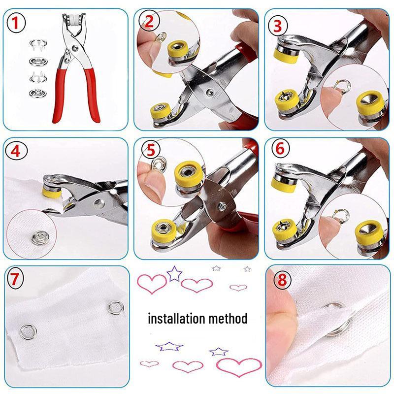 Colorful Five-Prong Snap Installation Tool for Infant & Children's Clothing