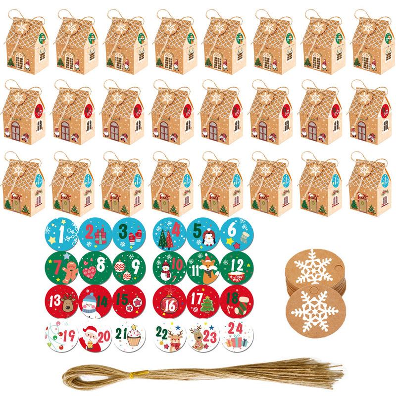 2025 DIY Advent Calendar for Filling and Filling House Set Gingerbread House 24 Colourful Folding Boxes for Decor Xmas Village