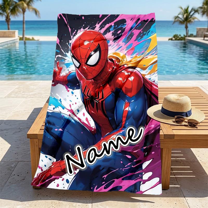 Custom Name S-Spide M-Man Artwork Stylish Digital Printing Beach Towel Quick‑Drying Absorbent Blanket for Beach Pool Gym Travel