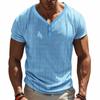 Mens American Style Casual Loose Breathable Short Sleeve Henley T Shirt