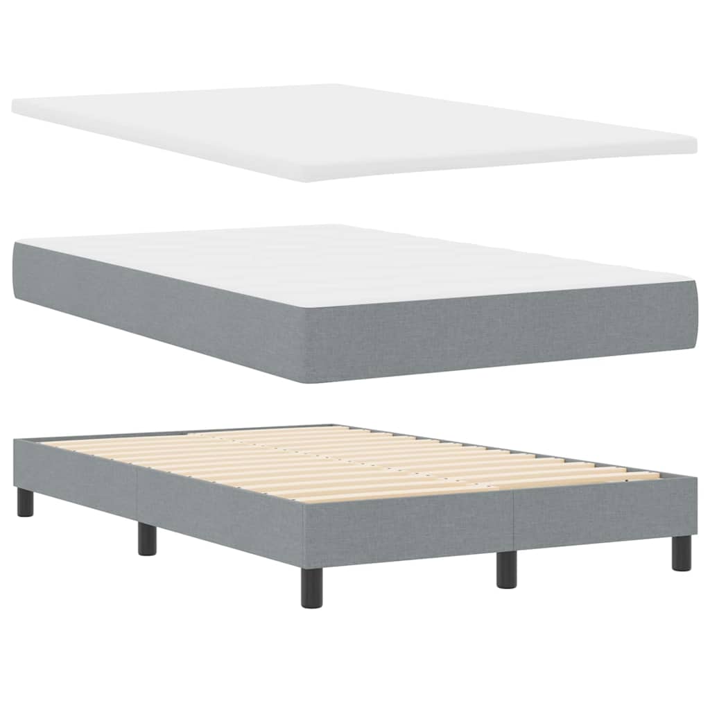 Boxspring Bed with LED Light Strips Light Gray 120 x 190 cm Fabric