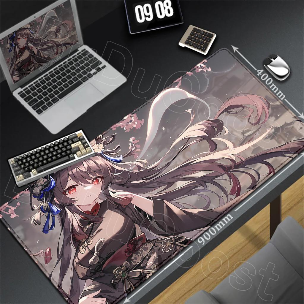 HD Genshin Impact Hu Tao Game Mousepad PC Gaming Accessories Laptop Pad Non-Slip Rubber Soft Edge locking XXL Large Keyboard Mat