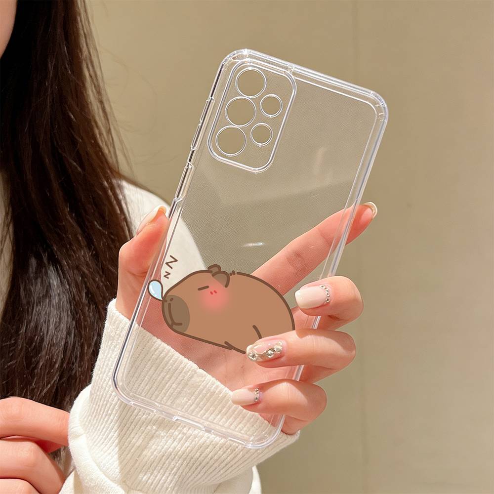 Illustration Capybara Phone Case Transparent Silicone Soft For Samsung S25,S24,S21,S22,S23,S30,Ultra,S20,Plus,Fe