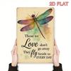 1pc Vintage Dragonfly Metal Wall Art, Rustic Watercolor Butterfly Sign, Memorial Home Decor, 8x12 In