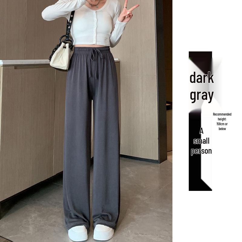 

Women s Gray High-Waisted Cupro Wide-Leg Summer Pants - Petite, Lightweight, Straight-Leg (145-150cm) XXL (131-150 lbs)