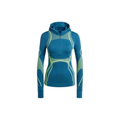 X Stella McCartney Color Block Logo Slim Fit Hooded Long Sleeve Regular T-Shirt Women Tops Blue IT9050