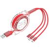 Retractable Metal 3-in-1 Charging Cable for Android & Type-C with Customizable Logo
