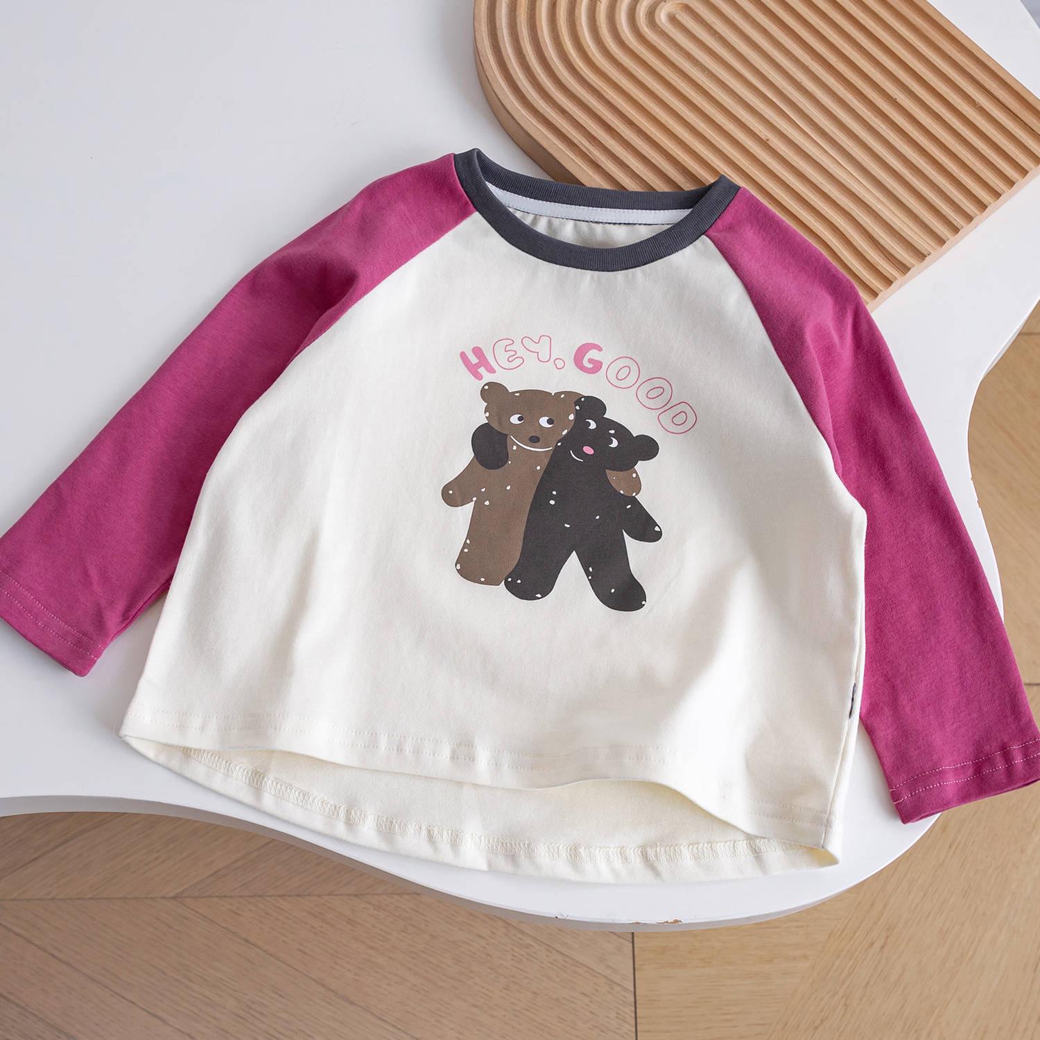 

Корейская детская футболка для девочки с рукавом реглан и длинным рукавом на весну: Новый модный топ с принтом 2025 Size 90