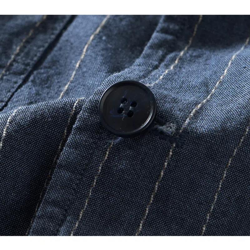Summer Men's Suits&blazers Japanese Retro Style Stripes Cotton Linen Three Quarter Sleeve Blazer Jacket Slim Fit Casual Jacket