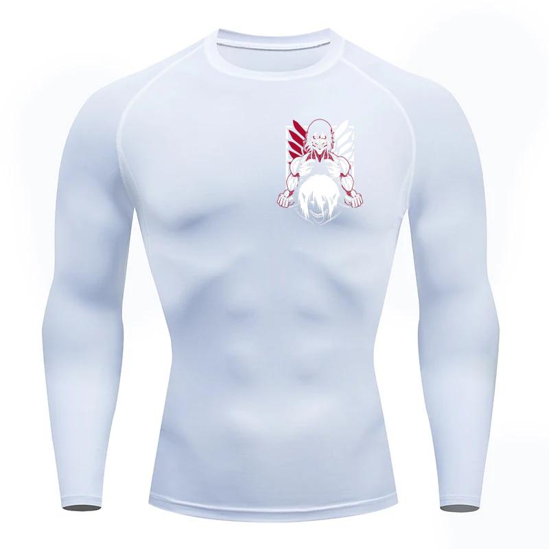 Comfortable Fitness T-shirt for Men Eren Yeager Graphic Breathable Slim Fit Top Summer Gym Jogging Training Elastic Fitness Suit