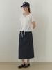 Deomiteun Ridge Button H Skirt (Navy)