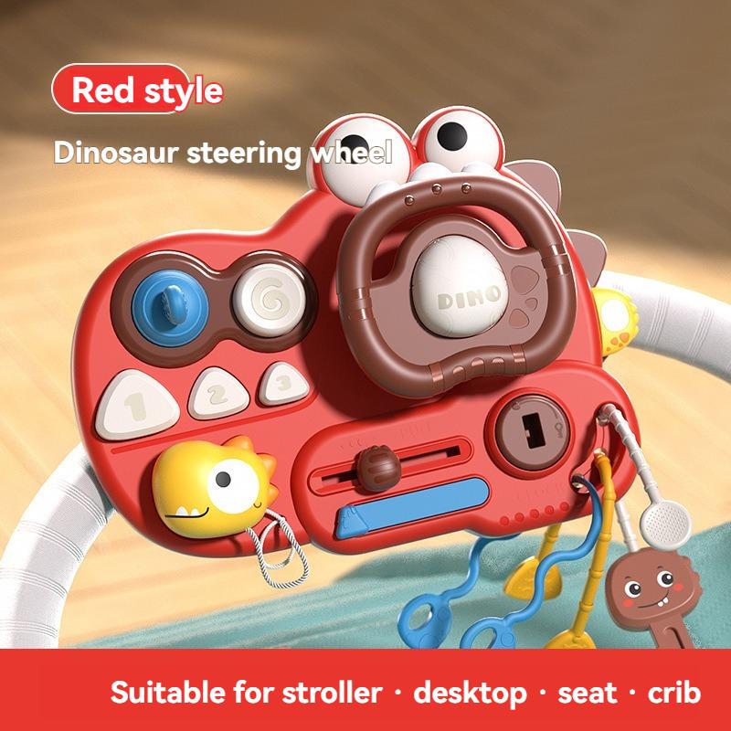 New Baby Multi functional Steering Wheel Puzzle Cartoon Dinosaur Lala Le Busy Board Baby Early Education Cart Toy