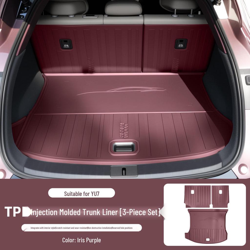 Compatible with Xiaomi YU7 TPE Trunk Mat: Dirt-Resistant Rear Floor Mats & Backrest Pad Interior Accessory