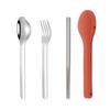 3pcs/set With Silicone Case Children's Tableware Set 304 Stainless Steel Flatware Set  Camping