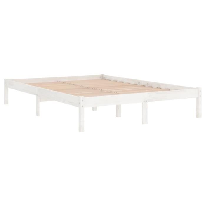 VidaXL Cadre de lit Blanc Bois massif 135x190 cm Double 809993