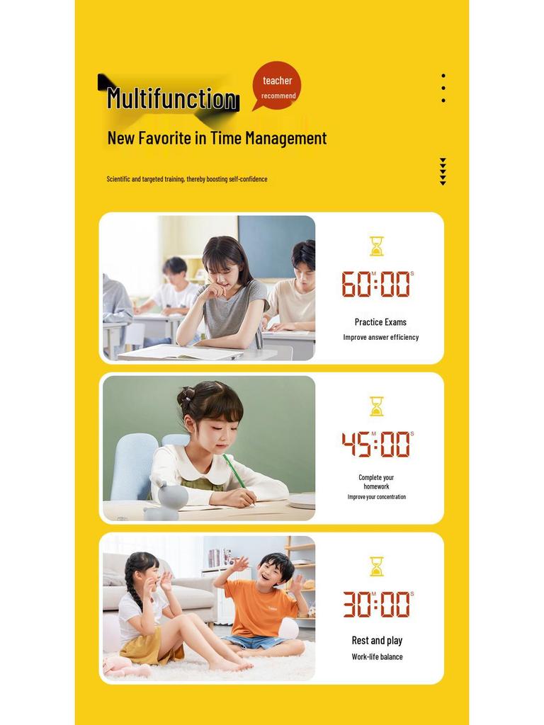 Visual Timer & Alarm Clock: Self-Discipline Punch Card for Students, Kitchen & Fitness Timer