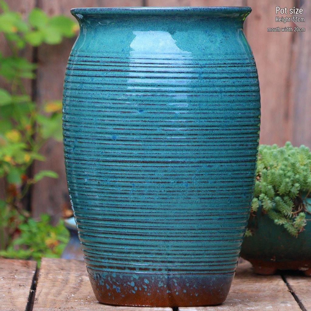 Handmade Large Ceramic Pot for Succulents & Orchids - Breathable, Coarse Pottery Bonsai Planter