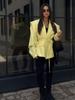 Women's Fashion Padded Shoulder Suit Jacket with Tie-Waist