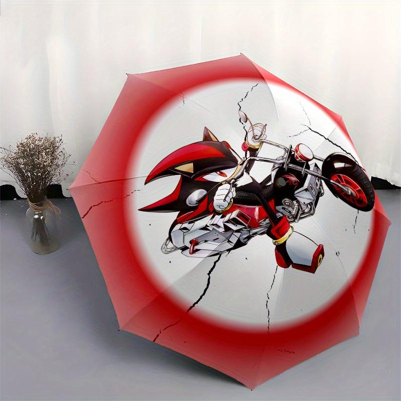 Sonic the Hedgehog Shadow Motorcycle T Shirt Officially Licensed Sonic Shirt Umbrella, Portable 3 Fold Compact Umbrella for Men & Women,S193