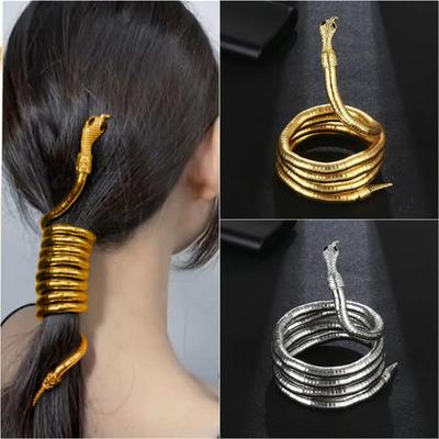Fashionable Personality Punk Hip-hop Metal Casually Adjustable Golden Snake Multi-functional Headband for Women's Holiday Party