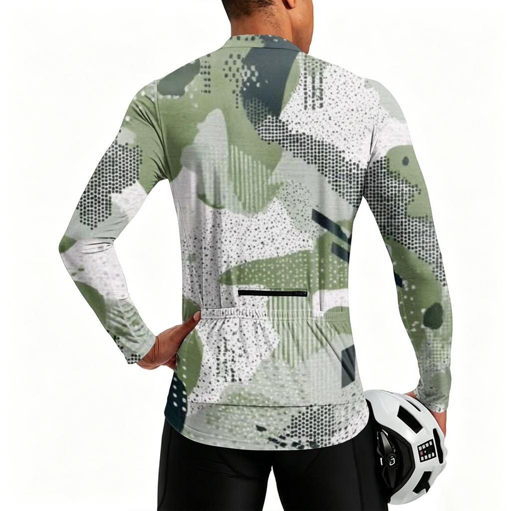 Herren Langarm Fahrradtrikot Viertelreißverschluss Atmungsaktiv Schnelltrocknend Leichtes Stretchgewebe Sportoberteil für Outdoor-Aktivitäten