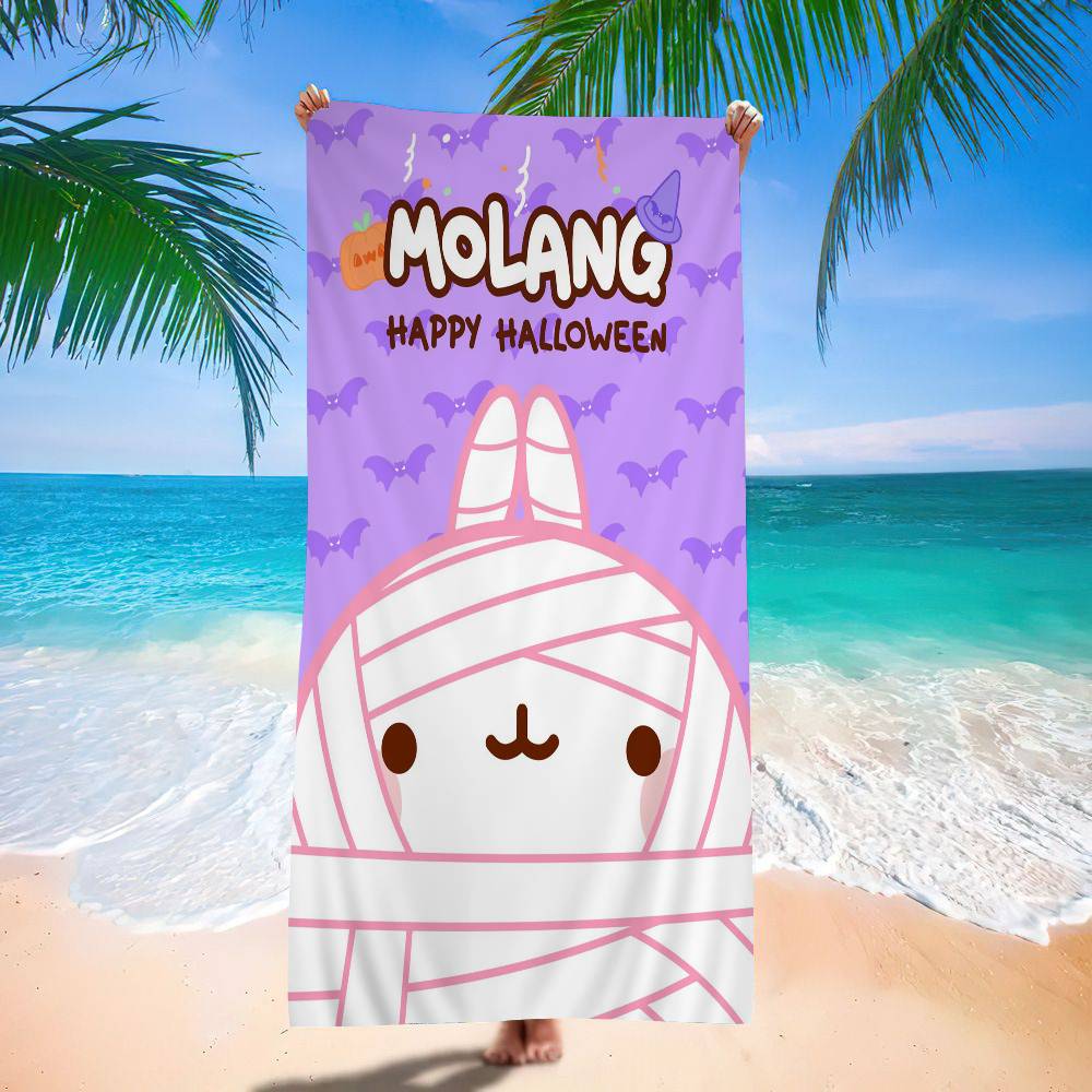 Cute M-molangs Microfiber Printed Beach Towel Mountain Climbing Yoga Beach Swimming Running Absorbent Soft Towel