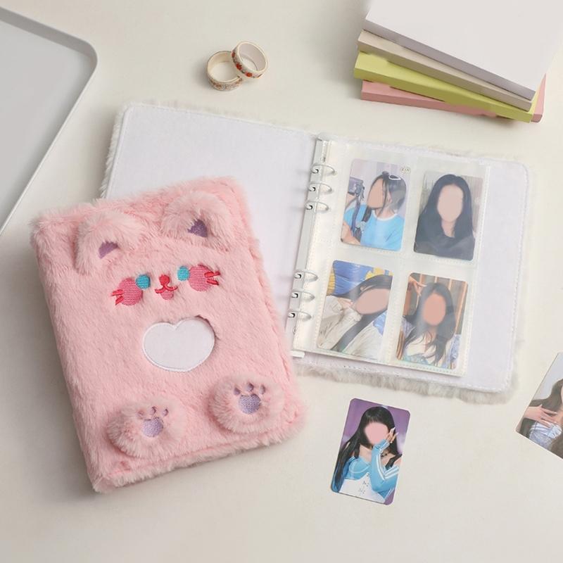 Geborduurd Ontwerp Plastic Inzetstukken Pluiziger Fotoalbum Velours Kaarthouders Zak Pluiziger 4-Vaks Kaarthouders