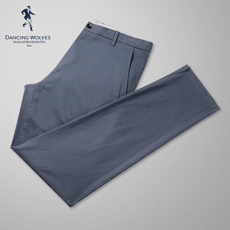 Dance with Wolves Men's Quality Cotton Stretch Business Casual Pants