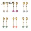 Atoztide Trendy Exquisite Colorful Flower Tassel Earring for Women Stainless Steel Gold Color Shell Drop Earring Jewelry Gift