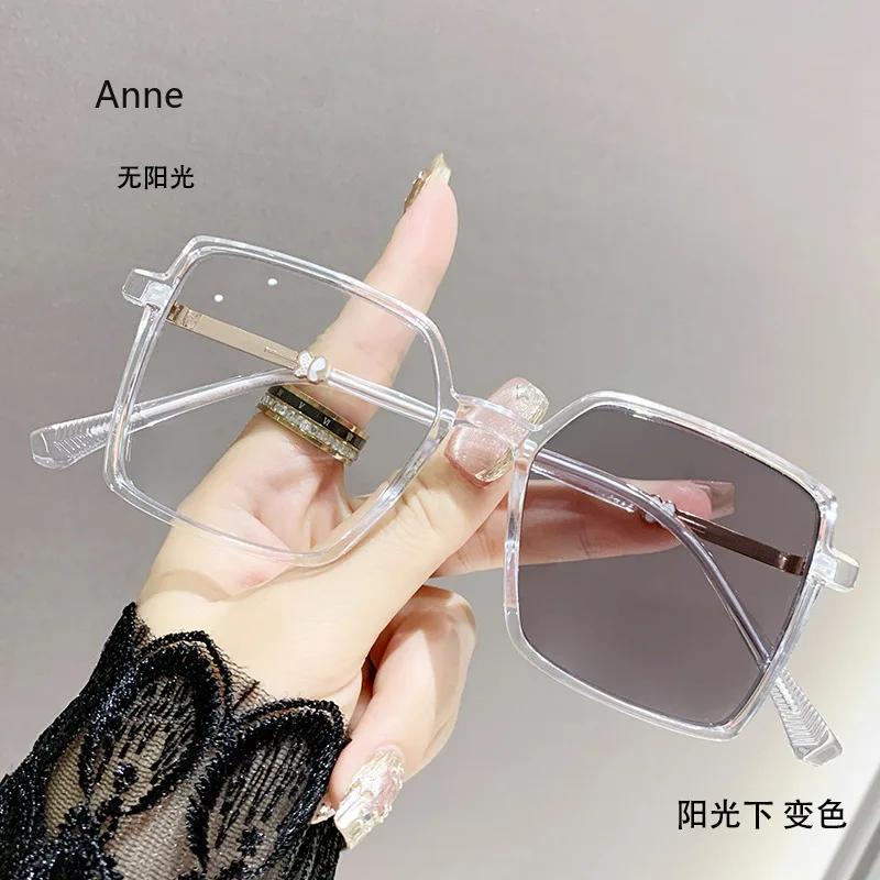 

Fashion Square Frame Photochromic Myopia Glasses Anti-Blue Light Color Change Sunglasses Women Men Eye Protection Spectacles 0
