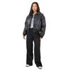 Womens/Ladies Faux Leather Collared Oversized Bomber Jacket