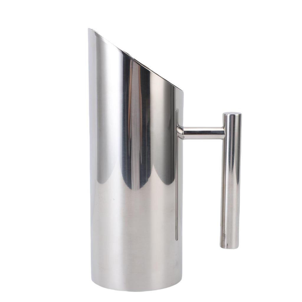 Water Pitcher 1L 304 Stainless Steel Straight Body Drink Pitcher with Spill Proof Spout for Cocktail Flower Tea Cold