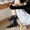 Female Spring and Autumn Pure Color Sweet Velvet Bow Double Wood Ear Edge In The Tube Pile Socks