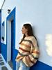 Women's Striped Round Neck Color Block Loose Knit Sweater - Spring/Autumn