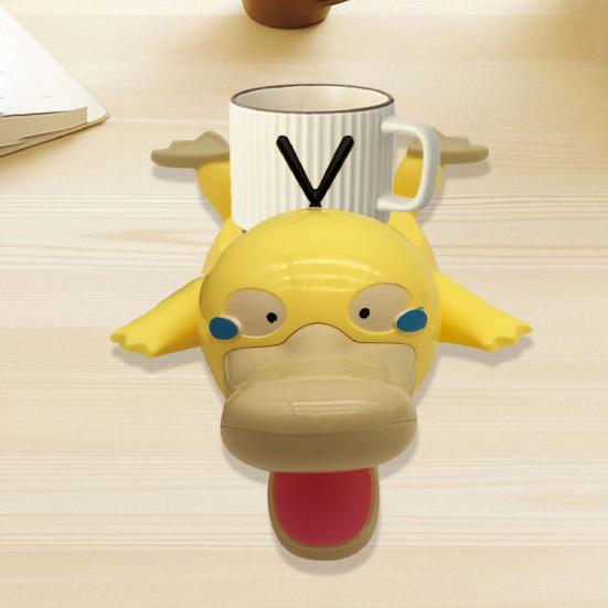 Cartoon Duck Coaster with Movable Mouth Kitchen Countertop Coffee Mug Heat-Resistant Cup Holder Holder Decoration