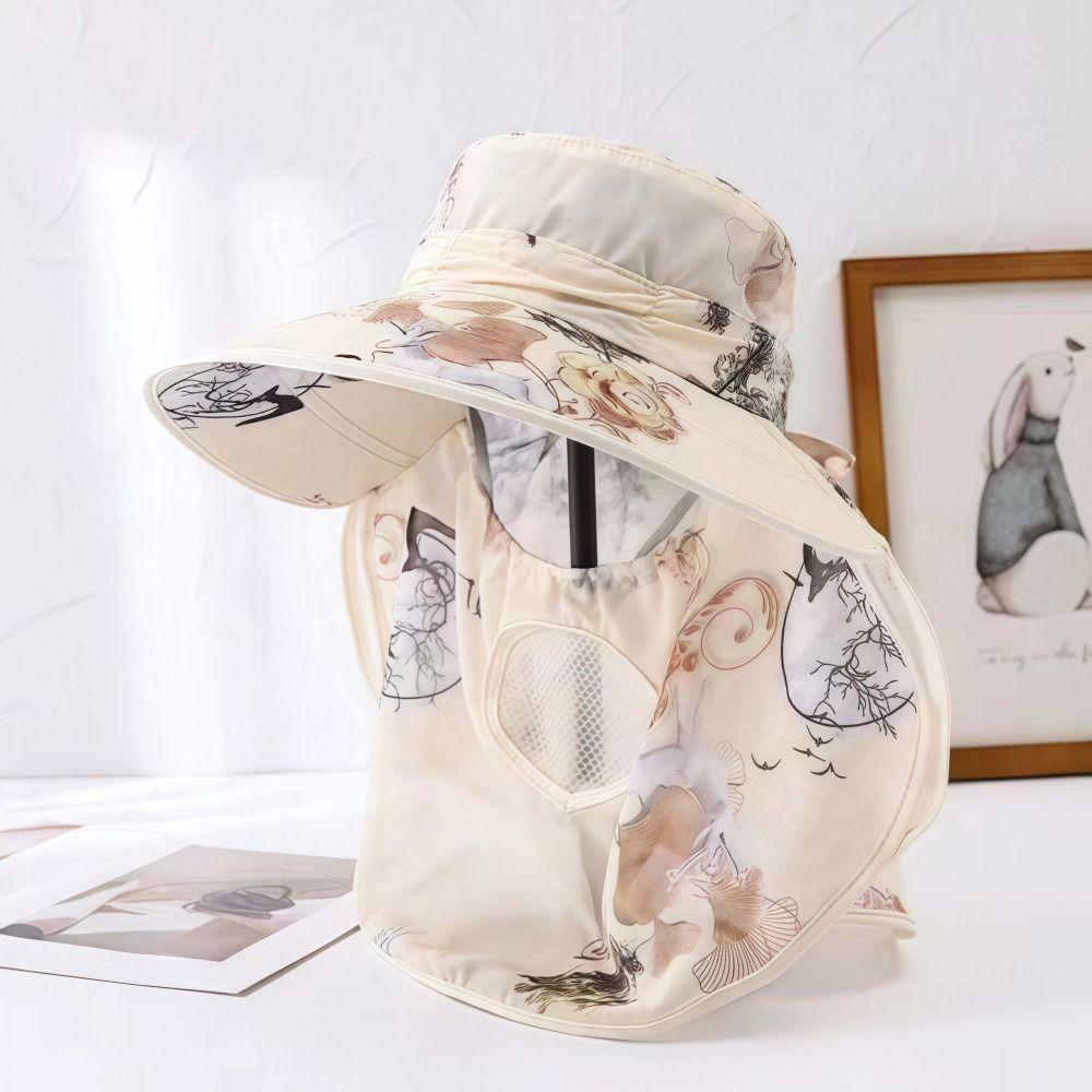 Wide Brim Face Mask Sun Hat UV Protection Fisherman's Hat Tea Picking Work Hat Summer Outdoor
