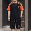 2026 Men's Plus Size Patchwork Short Sleeve Summer Casual Suit - Round Neck Sports Shorts Two-Piece Set