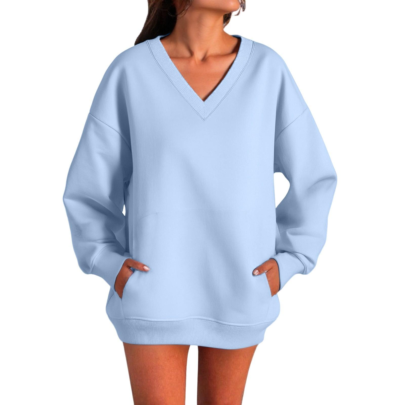 

Women s Solid-color Fashionable Long-sleeved Top L