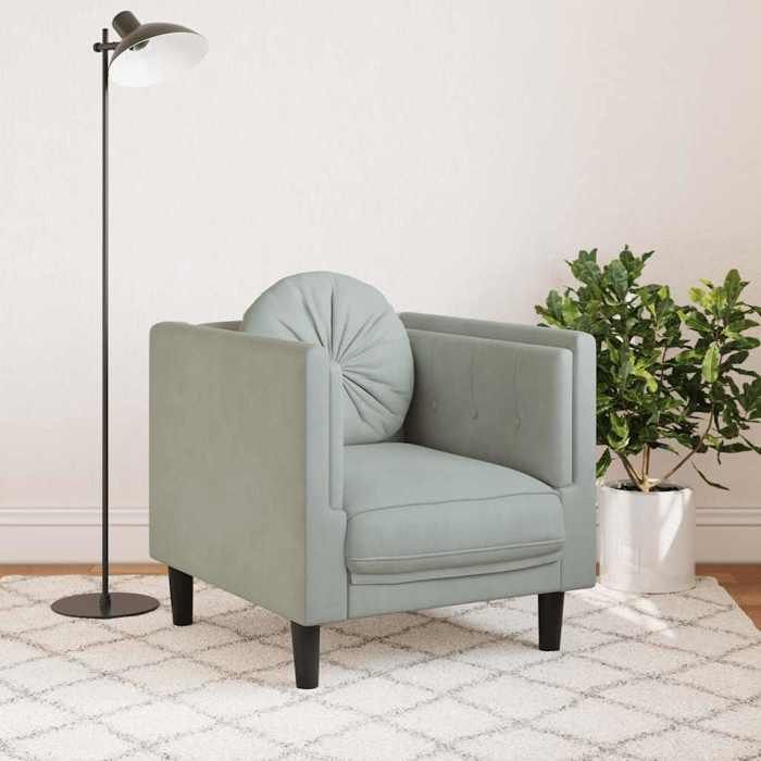 VidaXL Fauteuil avec Coussin, Chaise de Relaxation avec Accoudoirs et Dossier, Siège avec Pieds, Fauteuil TV de Salon, 372622