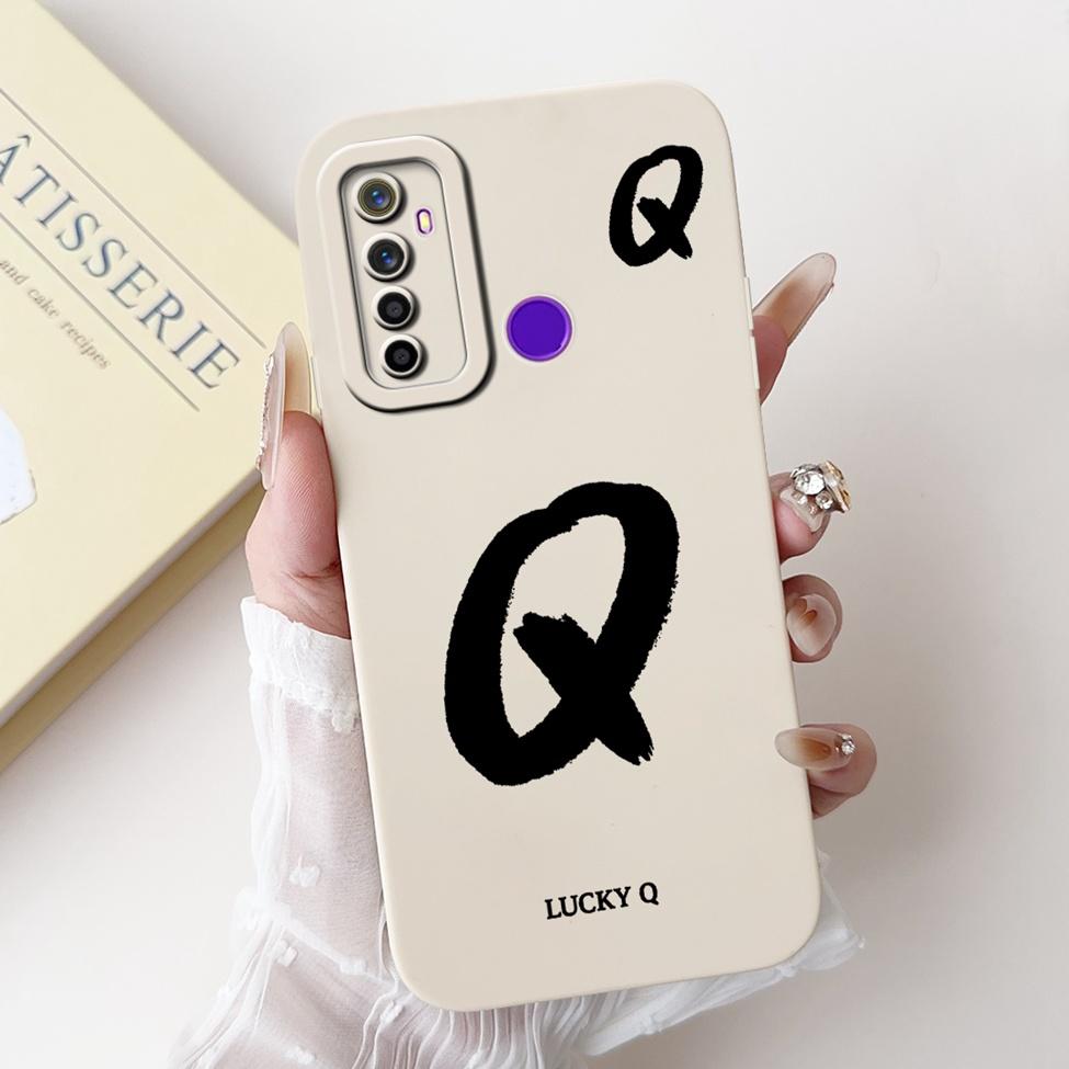 For Realme 5i RMX2030 6i RMX2040 Cover For Realme 6i Case Simple Fashion Letters A-Z Pattern Design Silicone Shockproof Bumper