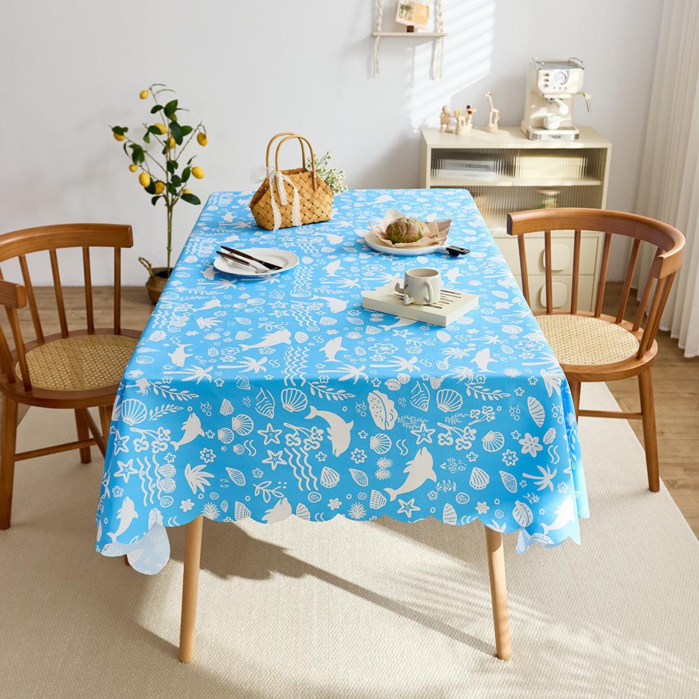 Small Fresh Waterproof Mat Dining Table Cloth Plant Flower Retro High-End Fabric Dining Table Coffee Table Tablecloth