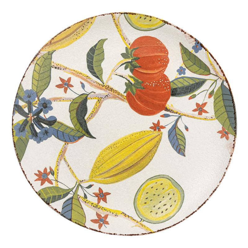 Pastoral Fruit Pattern Ceramic Plate Household High-Value Tableware Plate Salad Plate Round Plate Vegetable Plate