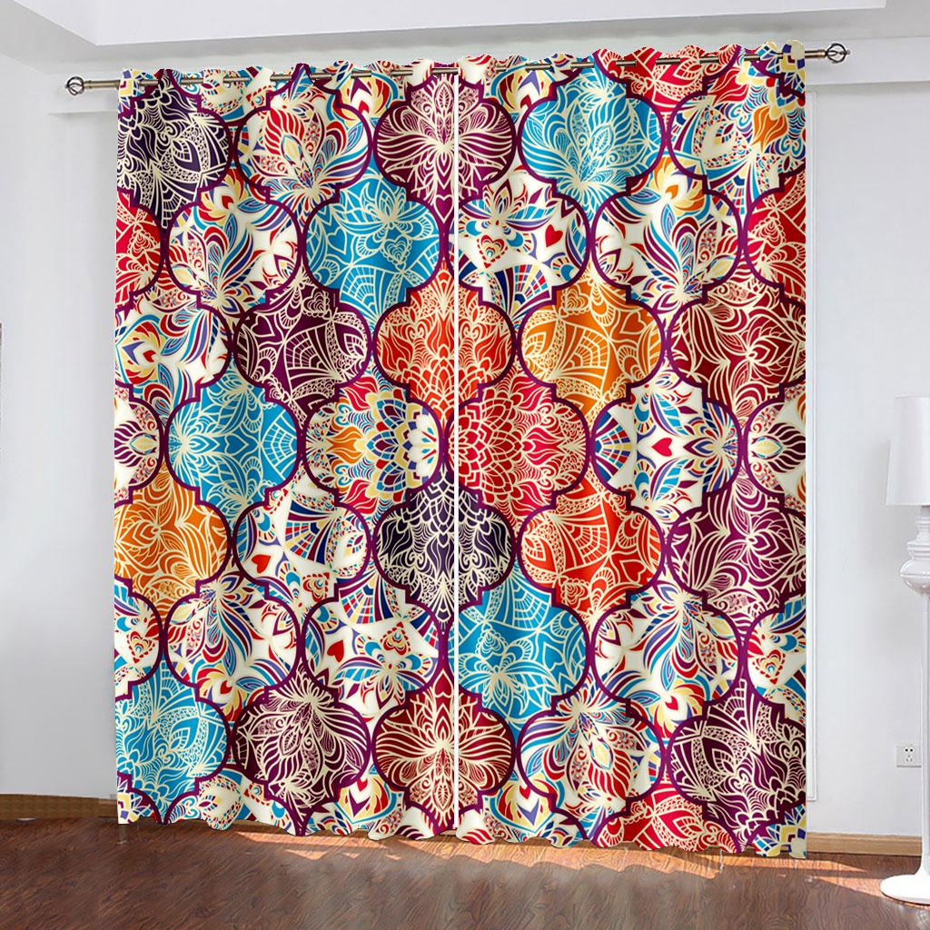 

Блэкаут шторы Геометрические Бохо шторы для окон Детские Подростковые Взрослые Спальня Затемняющие Оконные Драпировки для Декора Гостиной Cotinas W132cm x H160cm&Grommet