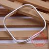 Genuine 925 Sterling Silver Bangles For Women Wedding Engagement Party Style Small Square Bangle-no words Bracelet Jewelry