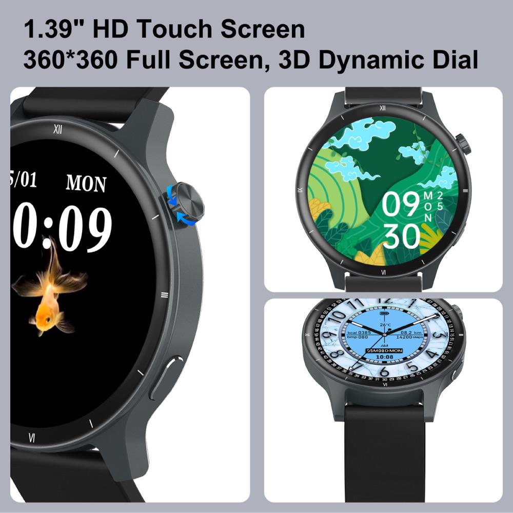 Clock Luxury Smart Watches Sports Fitness Lady Voice Assistant Blue Tooth Call 3D Dynamic Watch Face IP68 Waterproof Smartwatch