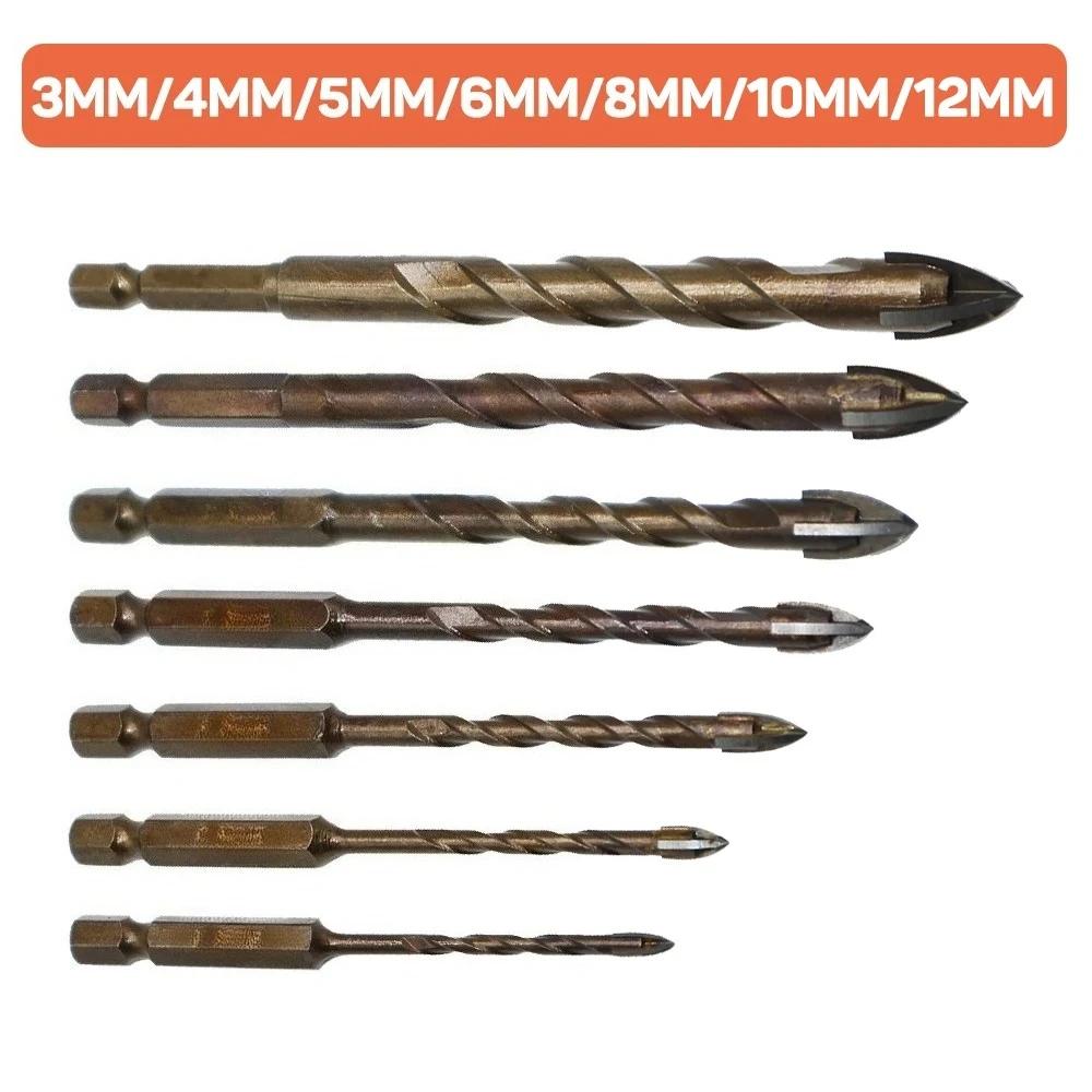 

Durable 3-12mm Cross Hex Drill Bit Set – For Glass, Ceramic, Concrete & Brick (Hard Alloy Hole Opening Tool Kit)