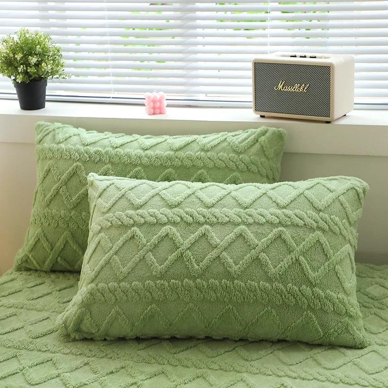 2pcs Pillowcase Velvet Pillow Cover 48x74cm Pillowslip Rectangle Cushion Cover Warm Pillow Case fundas de almohada