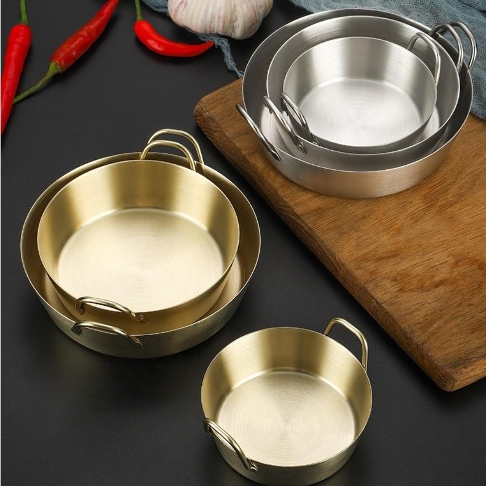 Round Two-Ear Snack Dish 304 Stainless Steel Seasoning Cup New Dual Handle Bowl  Kitchen Use